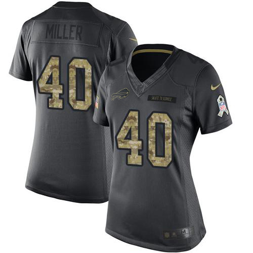 Bills #40 Von Miller Black Women's Stitched Limited 2016 Salute To Service Jersey