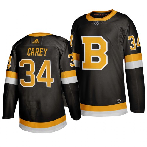 Adidas Boston Boston Bruins #34 Paul Carey Black 2019-20 Authentic Third Stitched Jersey Men's