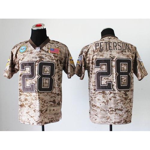 Minnesota Vikings #28 Adrian Peterson Camo Men's Stitched New Elite USMC Jersey Men's