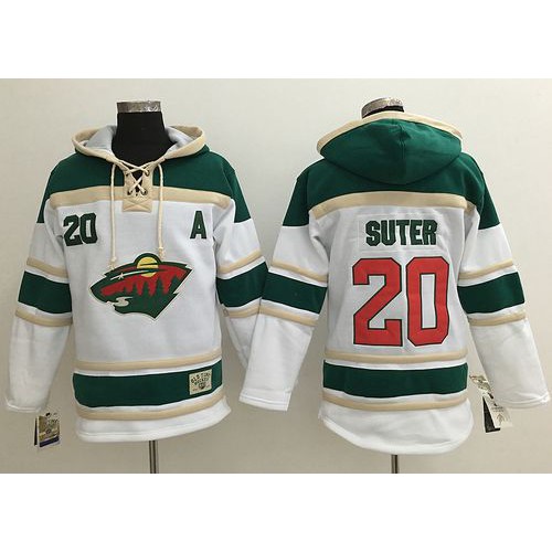 Minnesota Wild #20 Ryan Suter White Sawyer Hooded Sweatshirt Stitched Jersey Men's