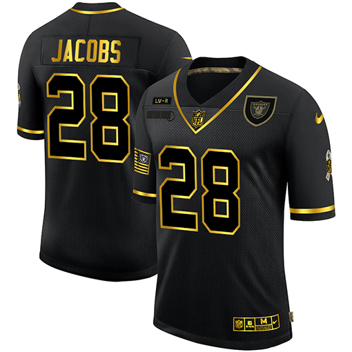Las Vegas Raiders #28 Josh Jacobs Men's 2020 Salute To Service Golden Limited Jersey Black