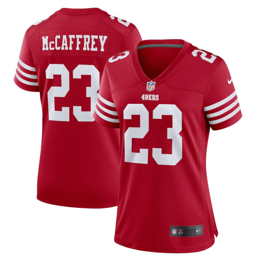 San Francisco 49ers #23 Christian McCaffrey Scarlet Women's 2022-23 Game Jersey