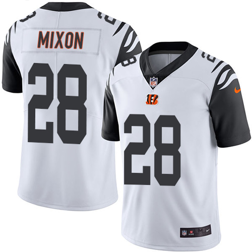 Bengals #28 Joe Mixon White Youth Stitched Limited Rush Jersey