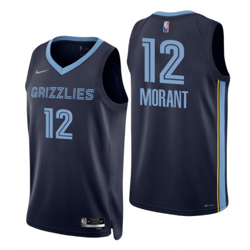Memphis Grizzlies #12 Ja Morant Navy Mens 2021-22 75th Anniversary Diamond Swingman Jersey - Icon Edition Mens