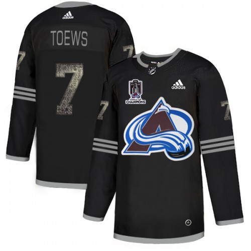 Adidas Colorado Avalanche #7 Devon Toews Black 2022 Stanley Cup Champions Authentic Classic Stitched Jersey Men's