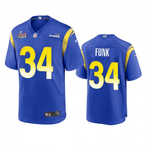 Los Angeles Los Angeles Rams #34 Jake Funk Men's Super Bowl LVI Patch Game Jersey - Royal Men's