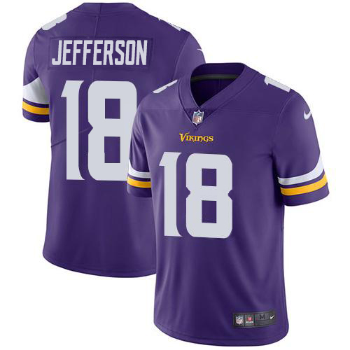 Vikings #18 Justin Jefferson Purple Team Color Youth Stitched Vapor Untouchable Limited Jersey