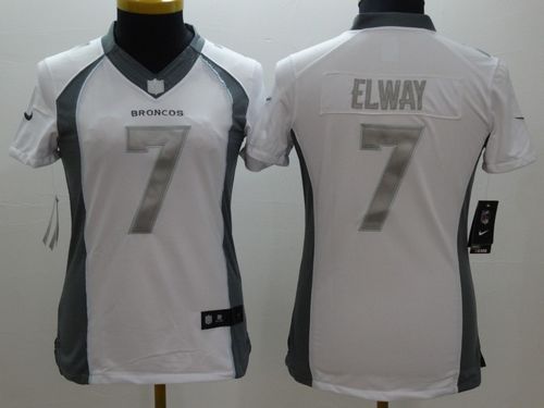 Broncos #7 John Elway White Women's Stitched Limited Platinum Jersey
