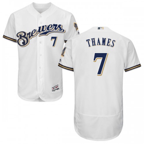 Milwaukee Brewers #7 Eric Thames White Flexbase Authentic Collection Stitched Jersey Men's