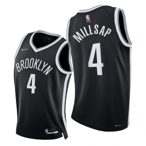 Brooklyn Nets #4 Paul Millsap Youth 2021-22 75th Diamond Anniversary Jersey Black Youth