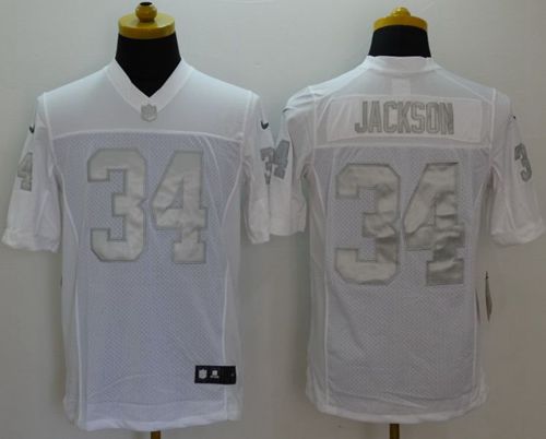 Raiders #34 Bo Jackson White Men's Stitched Limited Platinum Jersey
