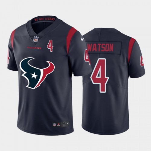 Houston Houston Texans #4 Deshaun Watson Navy Blue Men's Big Team Logo Player Vapor Limited Jersey Men's