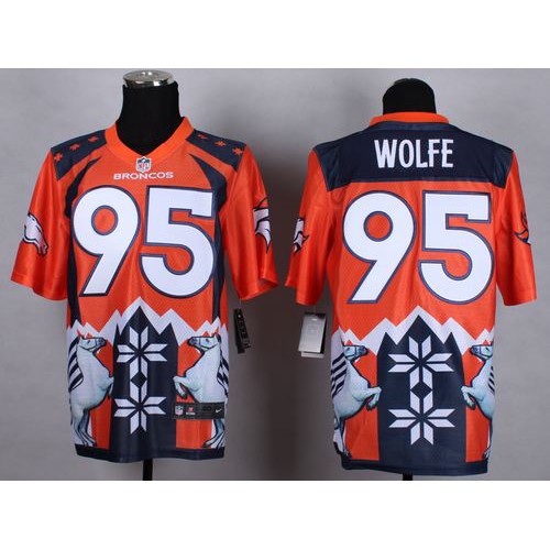Denver Broncos #95 Derek Wolfe Orange Men's Stitched Elite Noble Fashion Jersey Men's
