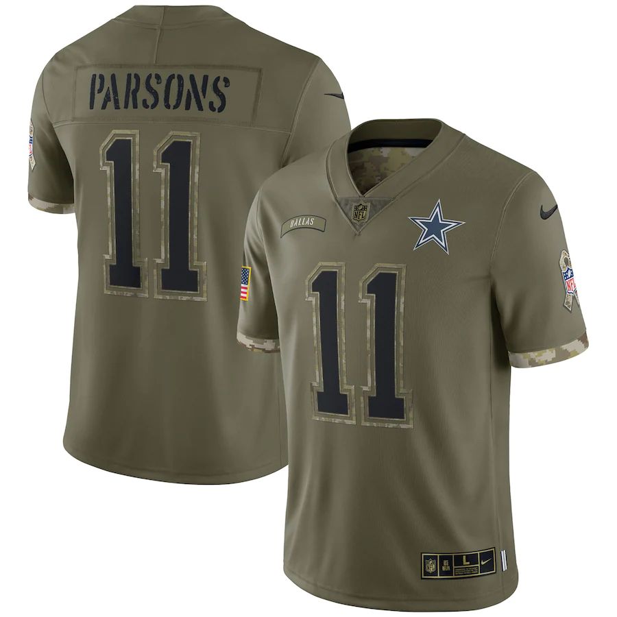 Dallas Cowboys #11 Micah Parsons Men's 2022 Salute To Service Limited Jersey - Olive