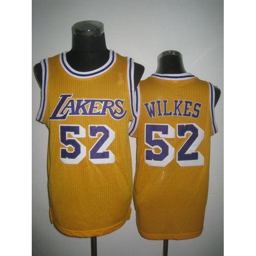 Los Angeles Lakers #52 Jamaal Wilkes Yellow Throwback Stitched Jersey Mens