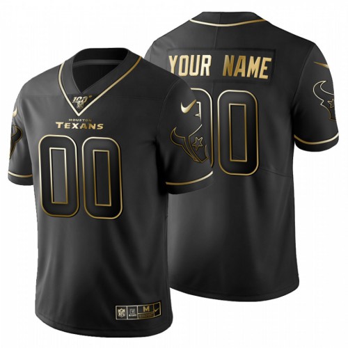 Houston Texans Custom Men's Black Golden Limited 100 Jersey