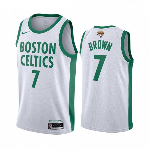 Boston Boston Celtics #7 Jaylen Brown White Swingman 2022 Finals City Edition Jersey Mens