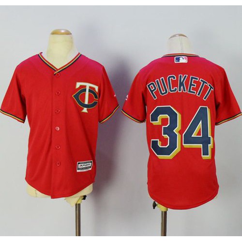 Minnesota Twins #34 Kirby Puckett Red Alternate Cool Base Stitched Youth Jersey Youth