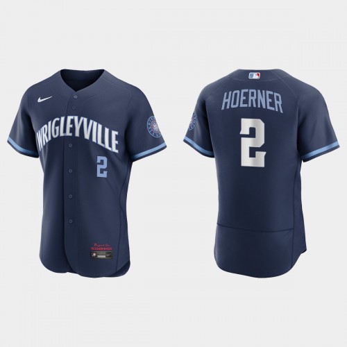 Chicago Chicago Cubs #2 Nico Hoerner Men's 2021 City Connect Authentic Navy Jersey Men's