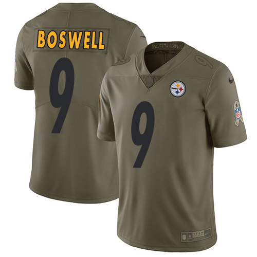 Pittsburgh Steelers #9 Chris Boswell Olive Youth Stitched Limited 2017 Salute to Service Jersey Youth