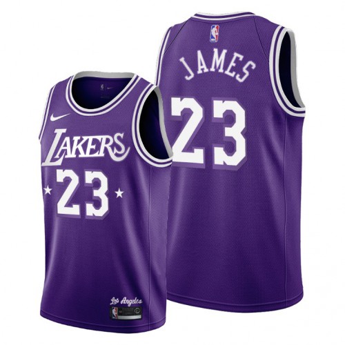 Los Angeles Los Angeles Lakers #23 Lebron James Mens 2021-22 City Edition Purple Jersey Mens