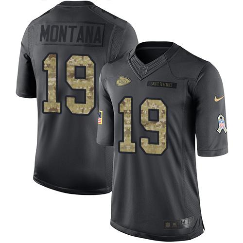 Kansas City Chiefs #19 Joe Montana Black Men's Stitched Limited 2016 Salute to Service Jersey Men's