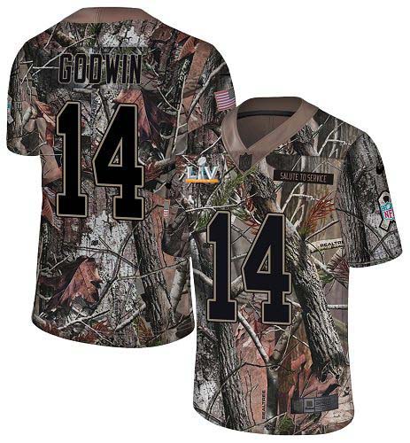Buccaneers #14 Chris Godwin Camo Men's Super Bowl LV Bound Stitched Limited Rush Realtree Jersey