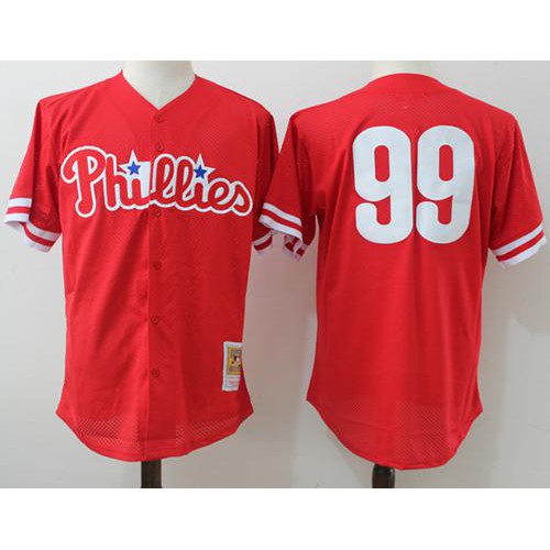 Mitchell And Ness Philadelphia Phillies #99 Mitch Williams Red Throwback Stitched Jersey Men's