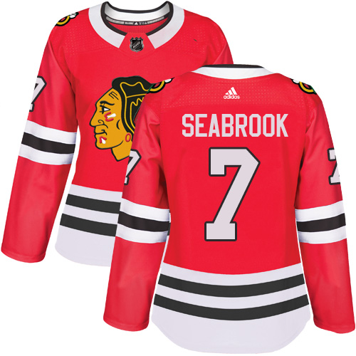 Adidas Chicago Blackhawks #7 Brent Seabrook Red Home Authentic Women's Stitched Jersey Womens