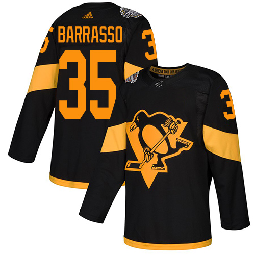 Adidas Pittsburgh Penguins #35 Tom Barrasso Black Authentic 2019 Stadium Series Stitched Jersey Men's