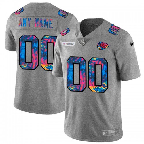Kansas City Chiefs Custom Men's Multi-Color 2020 Crucial Catch Vapor Untouchable Limited Jersey Greyheather