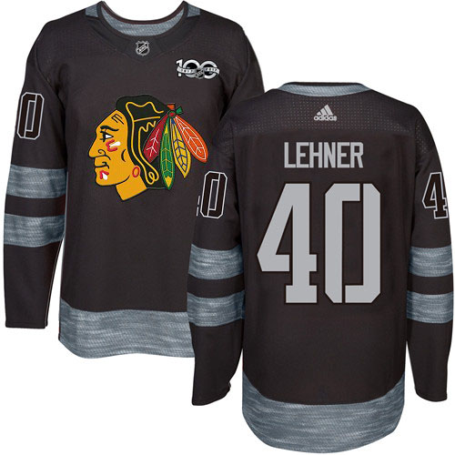 Adidas Chicago Blackhawks #40 Robin Lehner Black 1917-2017 100th Anniversary Stitched Jersey Men's