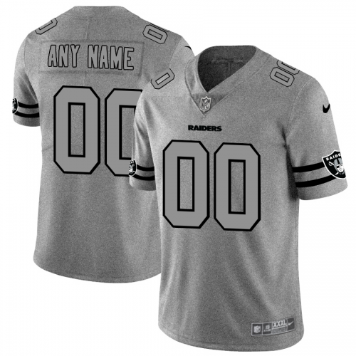 Las Vegas Raiders Custom Men's Gray Gridiron II Vapor Untouchable Limited Jersey