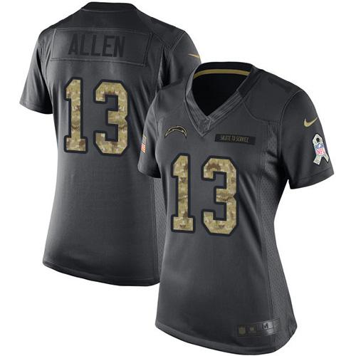 Chargers #13 Keenan Allen Black Women's Stitched Limited 2016 Salute To Service Jersey