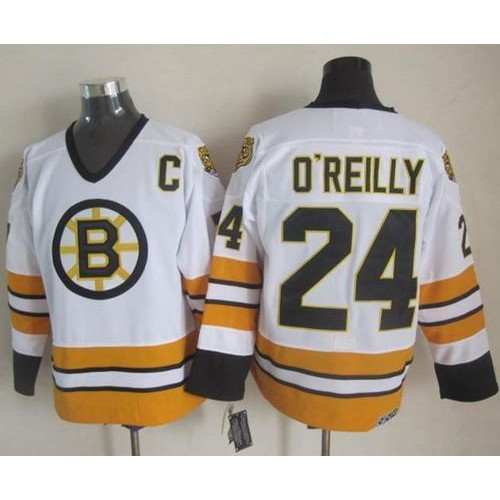 Boston Bruins #24 Terry O'Reilly White/Yellow CCM Throwback Stitched Jersey Men's