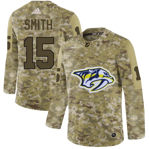 Adidas Nashville Predators #15 Craig Smith Camo Authentic Stitched Jersey Men's