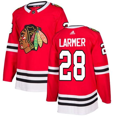 Adidas Chicago Blackhawks #28 Steve Larmer Red Home Authentic Stitched Jersey Men's