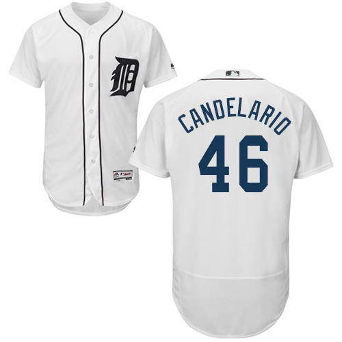 Detroit Tigers #46 Jeimer Candelario White Flexbase Authentic Collection Stitched Jersey Men's