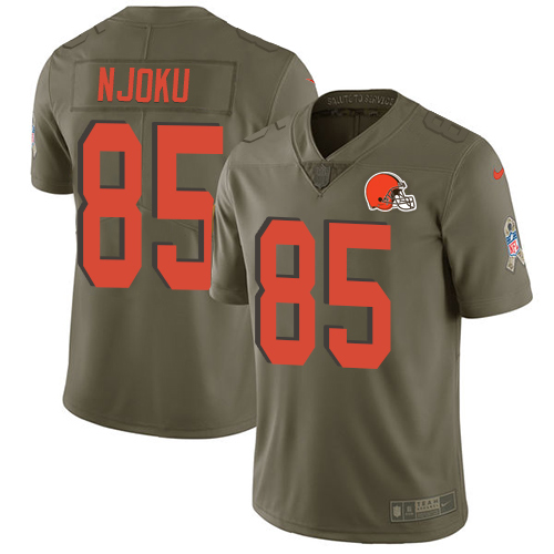 Browns #85 David Njoku Olive Men's Stitched Limited 2017 Salute To Service Jersey