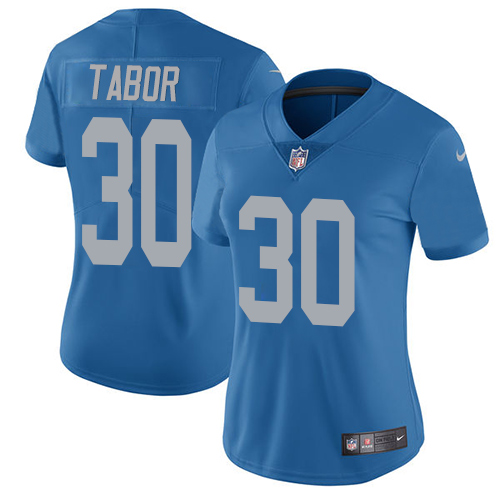 Detroit Lions #30 Teez Tabor Blue Throwback Women's Stitched Vapor Untouchable Limited Jersey Womens