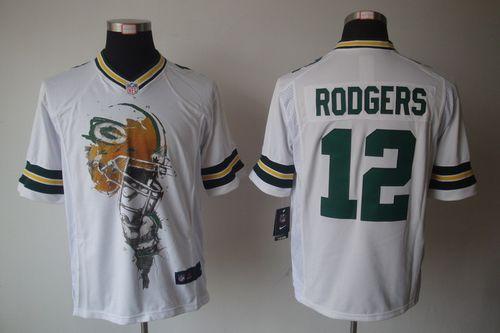 Packers #12 Aaron Rodgers White Men's Stitched Helmet Tri-Blend Limited Jersey