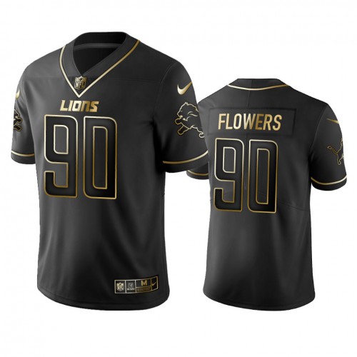 Detroit Lions #90 Trey Flowers Men's Stitched Vapor Untouchable Limited Black Golden Jersey Men's