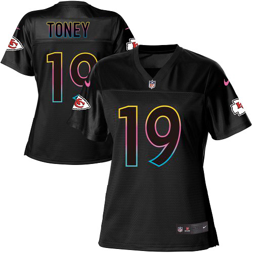 Chiefs #19 Kadarius Toney Black Women's Fashion Game Jersey