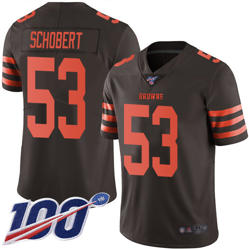 Cleveland Browns #53 Joe Schobert Brown Men's Stitched Limited Rush 100th Season Jersey Men's