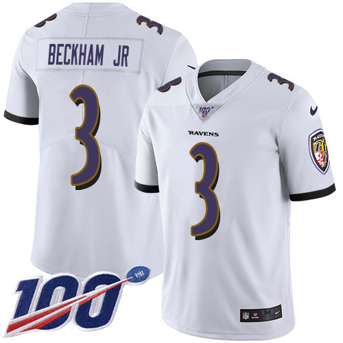 Ravens #3 Odell Beckham Jr. White Men's Stitched 100th Season Vapor Untouchable Limited Jersey