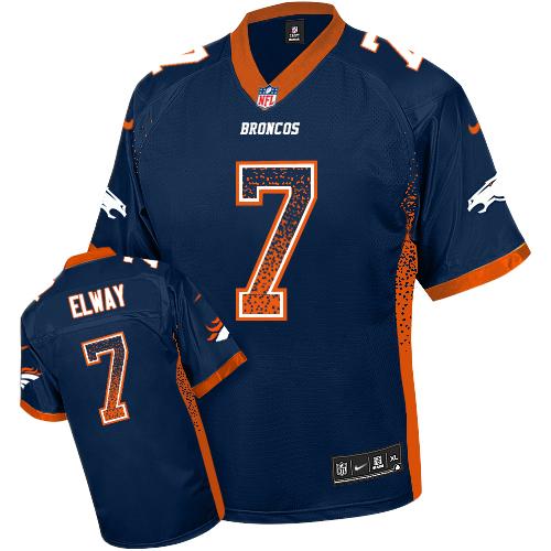 Broncos #7 John Elway Navy Blue Alternate Men's Stitched Elite Drift Fashion Jersey