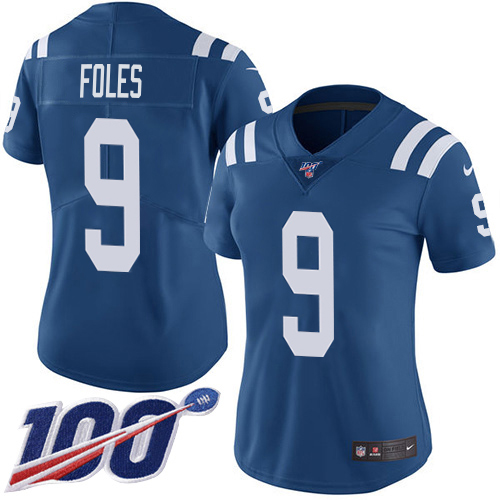 Colts #9 Nick Foles Royal Blue Women's Stitched Limited Rush 100th Season Jersey