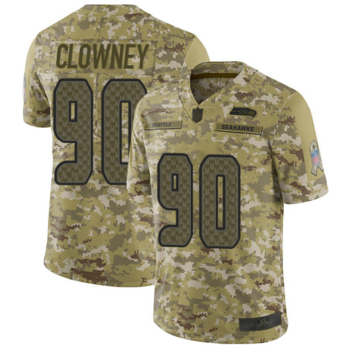 Seattle Seahawks #90 Jadeveon Clowney Camo Youth Stitched Limited 2018 Salute to Service Jersey Youth