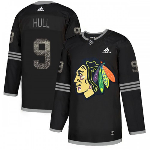Adidas Chicago Blackhawks #9 Bobby Hull Black Authentic Classic Stitched Jersey Men's