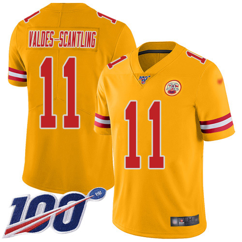 Chiefs #11 Marquez Valdes-Scantling Gold Youth Stitched Limited Inverted Legend 100th Season Jersey